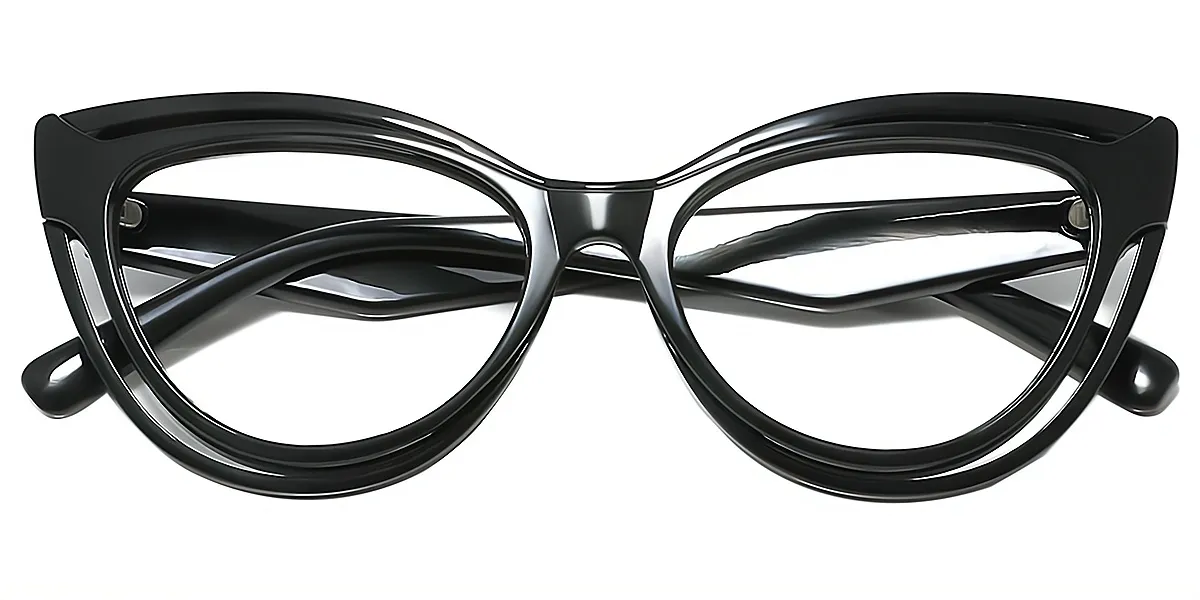 Black Cat Eye Hipster Plastic Eyeglasses