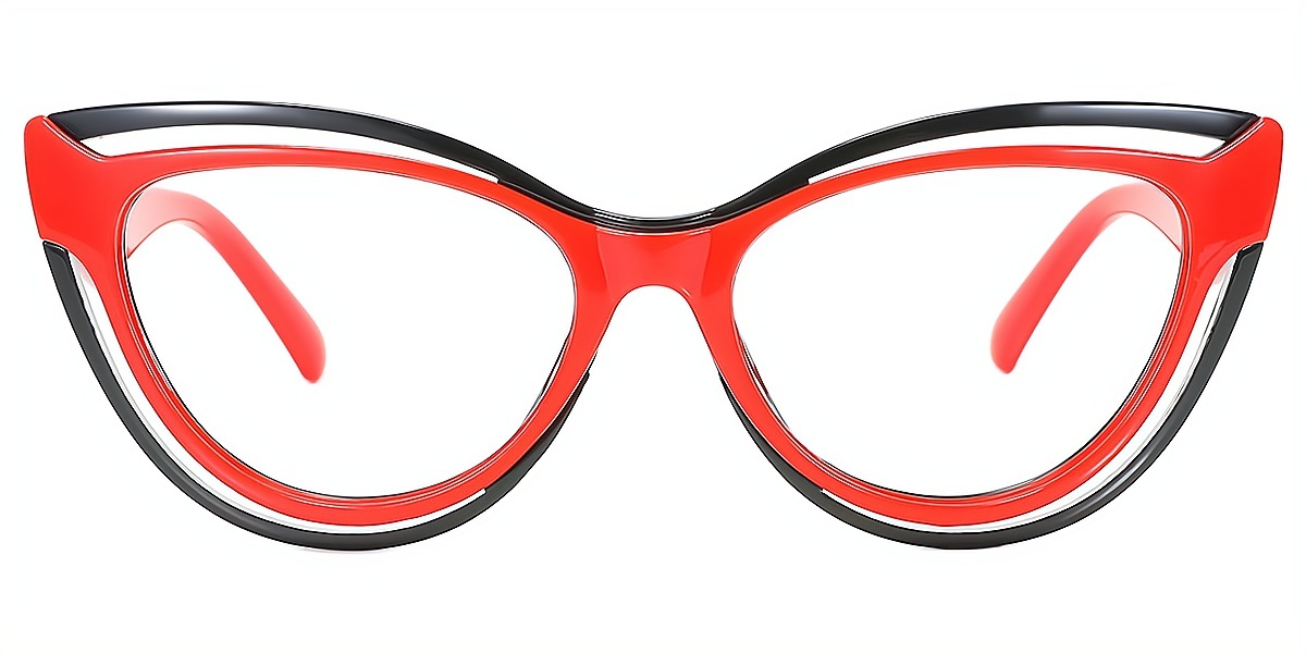 Red Cat Eye Hipster Plastic Eyeglasses