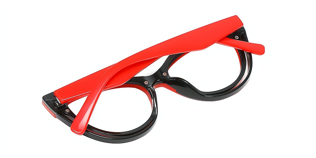 Red Cat Eye Hipster Plastic Eyeglasses