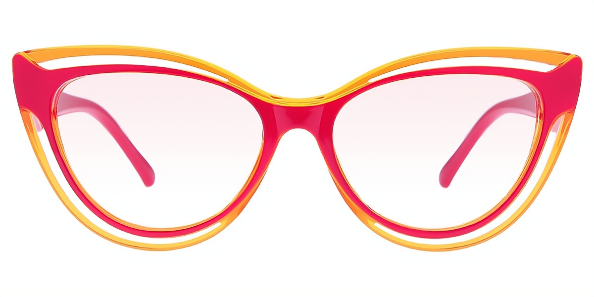 Red Cat Eye Hipster Plastic Eyeglasses