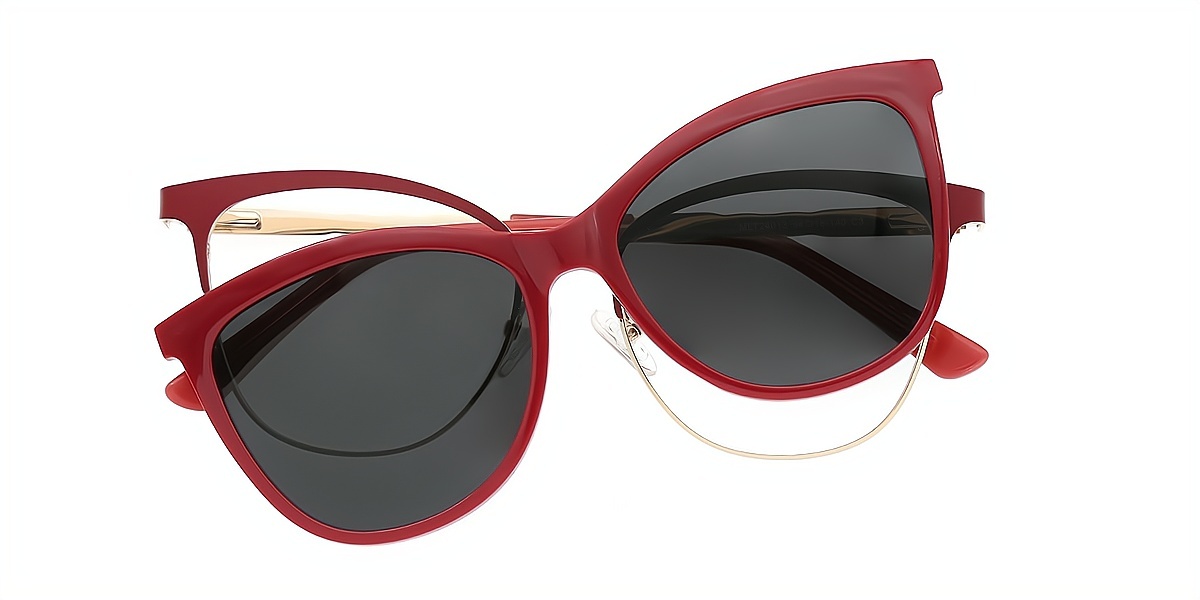Red Cat Eye Classic Metal Eyeglasses