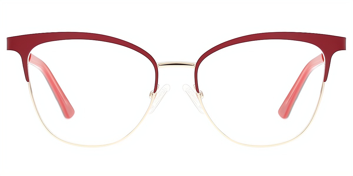 Red Cat Eye Classic Metal Eyeglasses