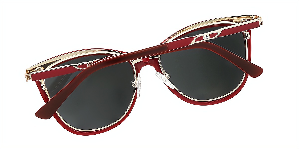 Red Cat Eye Classic Metal Eyeglasses