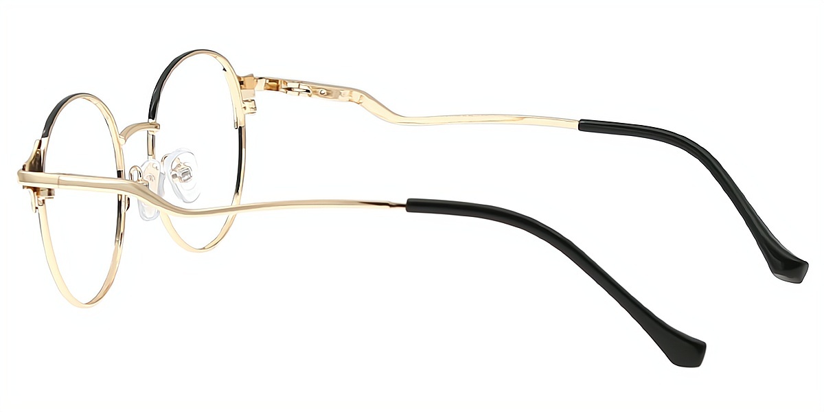 Black Round Elegant Metal Eyeglasses