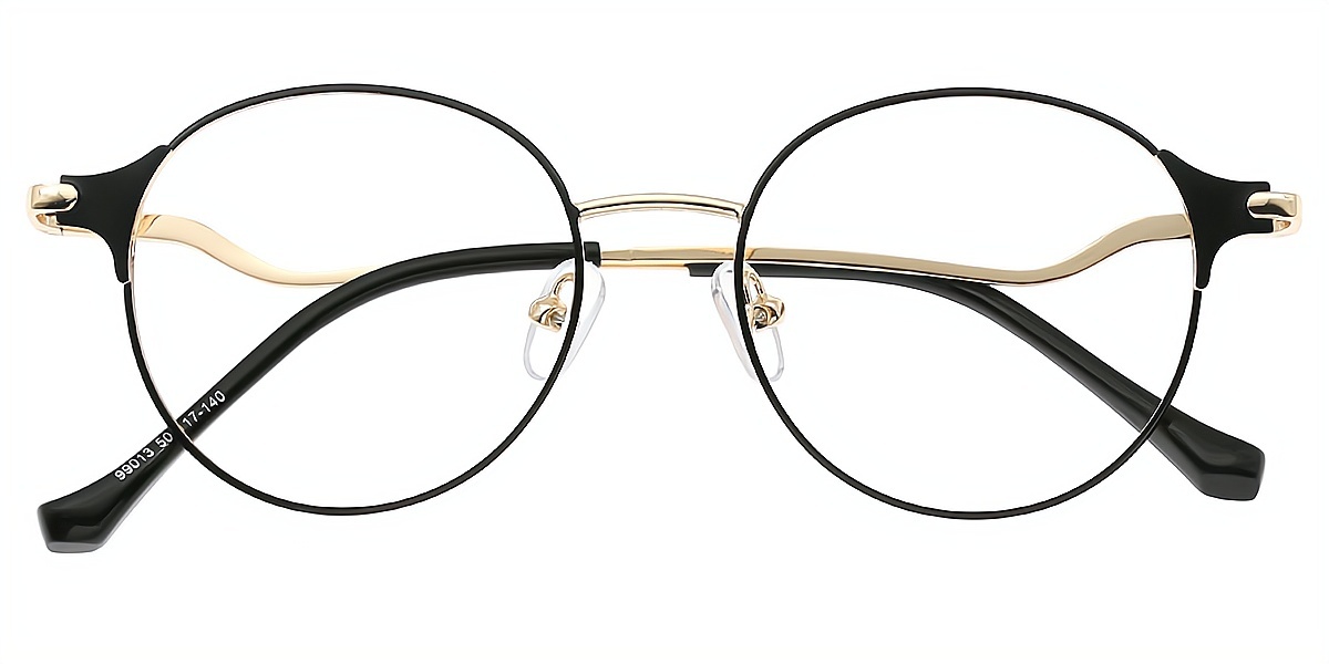 Black Round Elegant Metal Eyeglasses