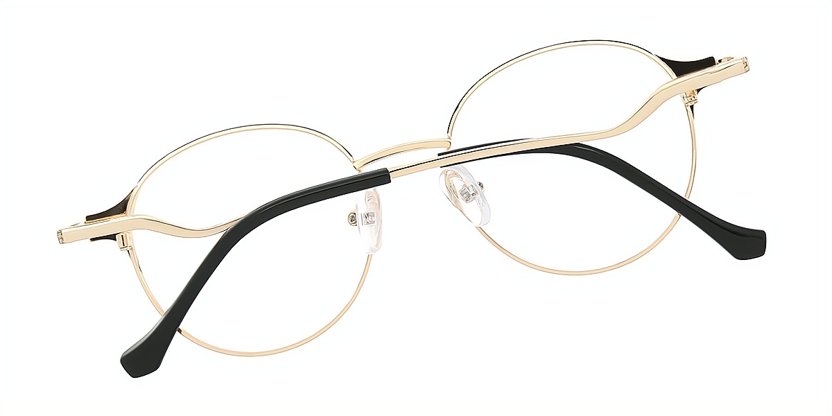 Black Round Elegant Metal Eyeglasses