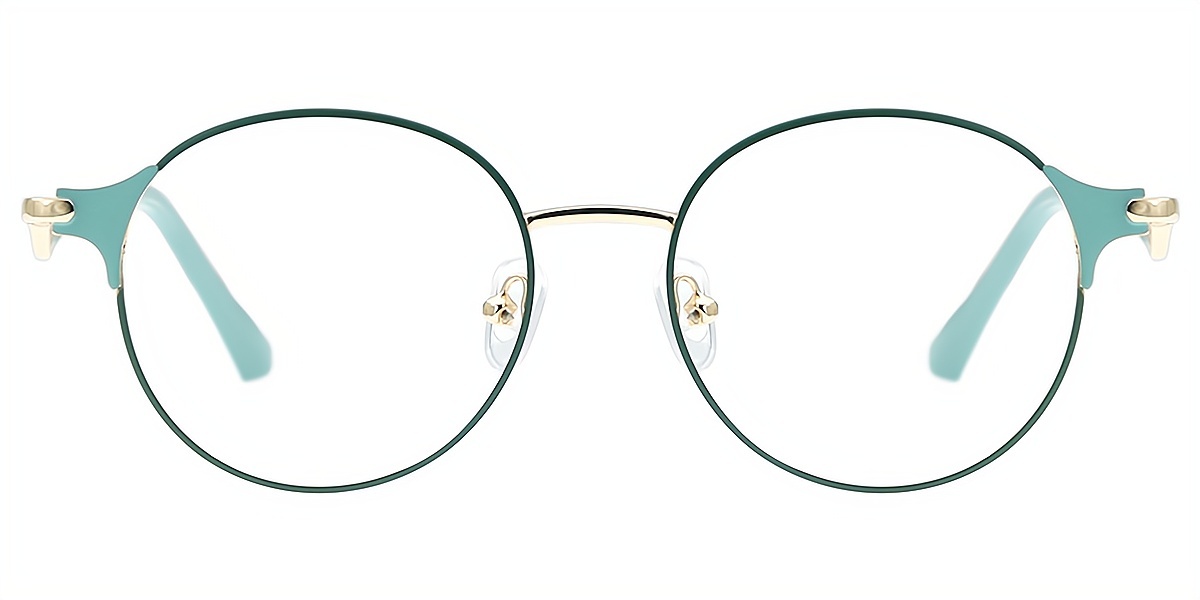 Green Round Elegant Metal Eyeglasses