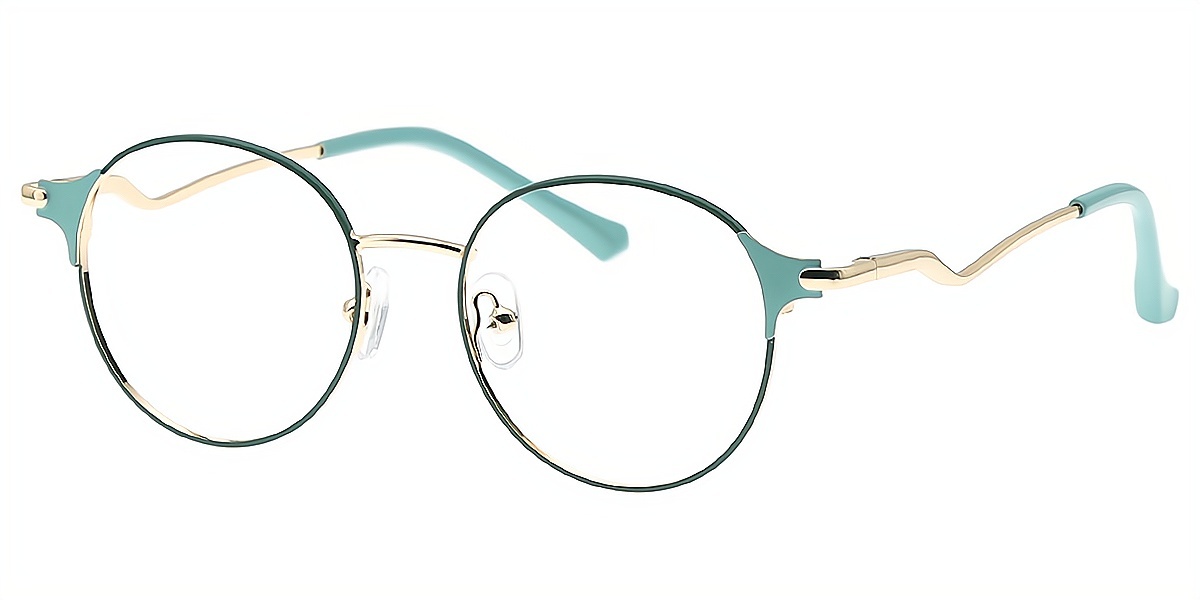 Green Round Elegant Metal Eyeglasses