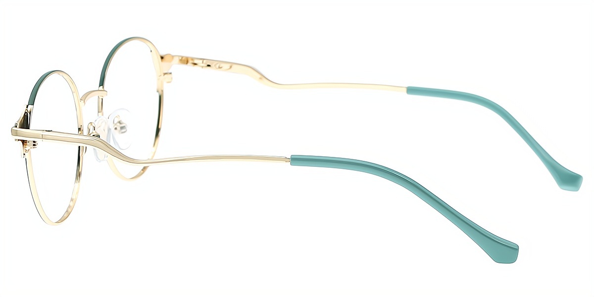 Green Round Elegant Metal Eyeglasses