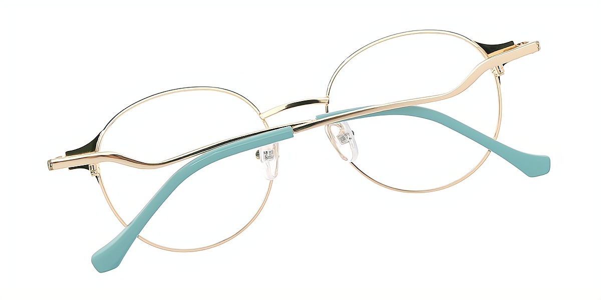 Green Round Elegant Metal Eyeglasses