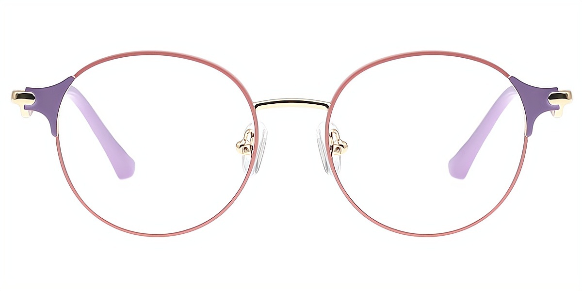 Purple Round Elegant Metal Eyeglasses