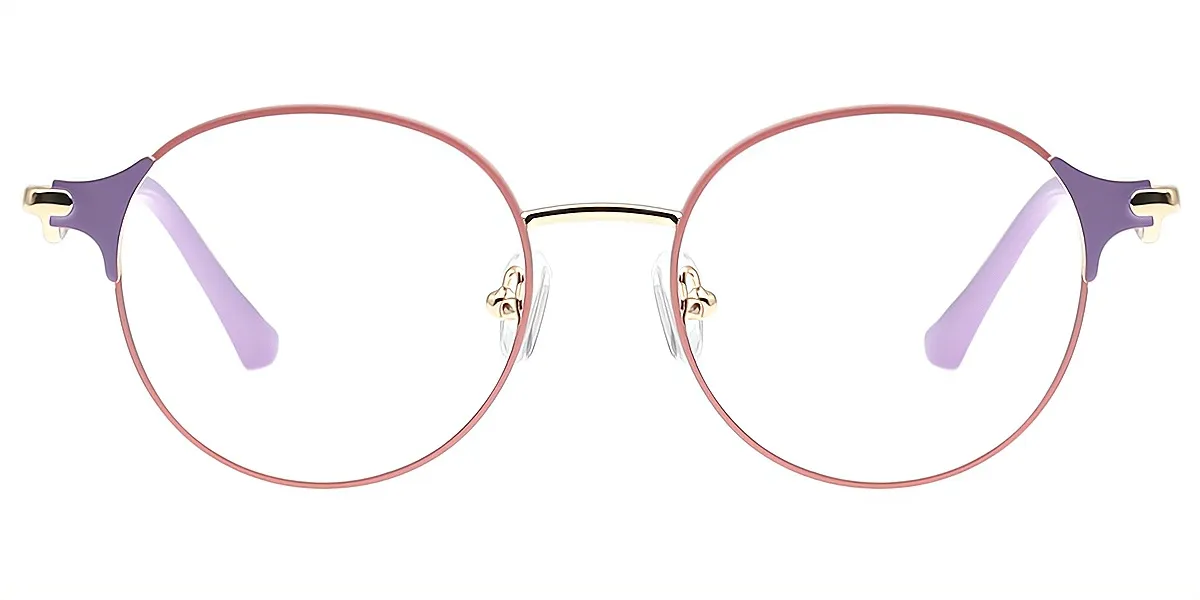 Purple Round Elegant Metal Eyeglasses