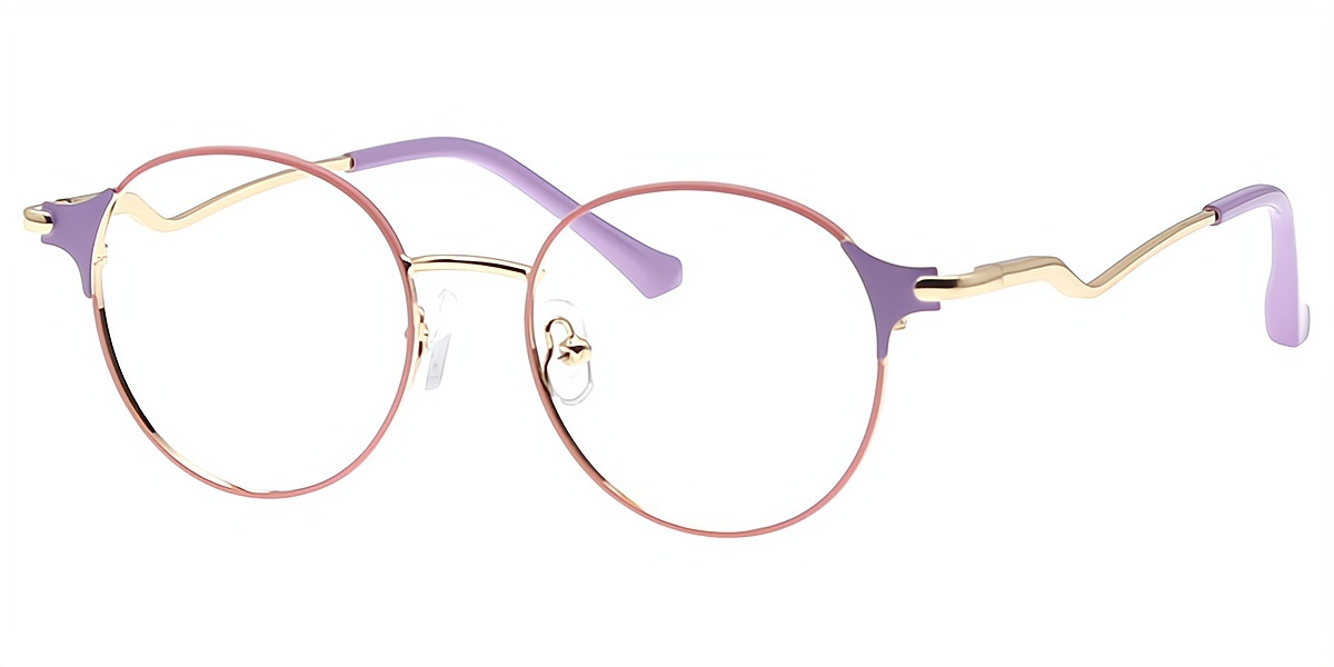 Purple Round Elegant Metal Eyeglasses