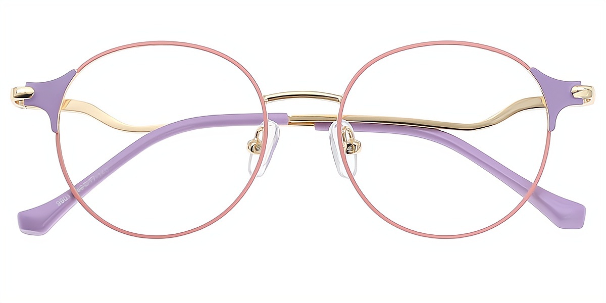 Purple Round Elegant Metal Eyeglasses