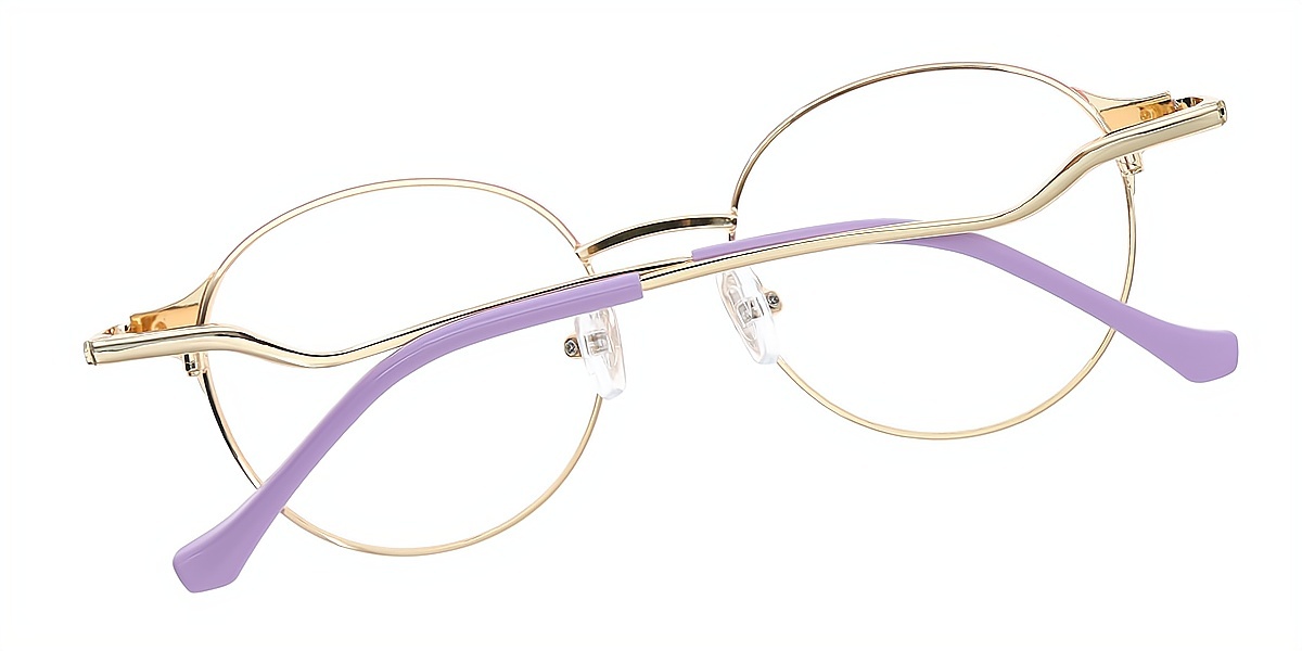 Purple Round Elegant Metal Eyeglasses