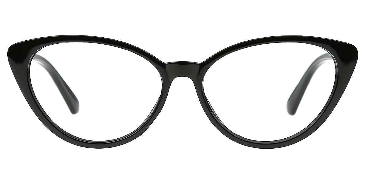 Black Cat Eye Wide Plastic Eyeglasses