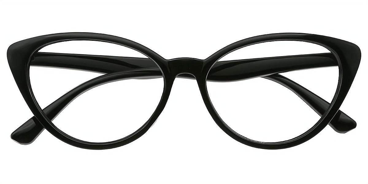 Black Cat Eye Wide Plastic Eyeglasses