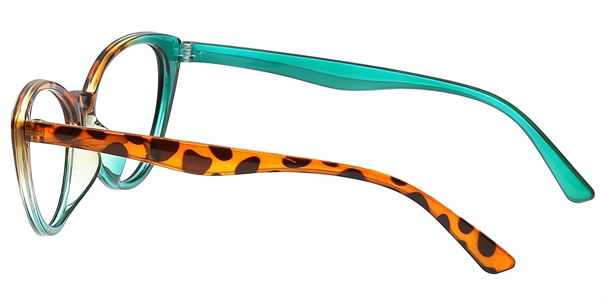 Green Cat Eye Wide Plastic Eyeglasses