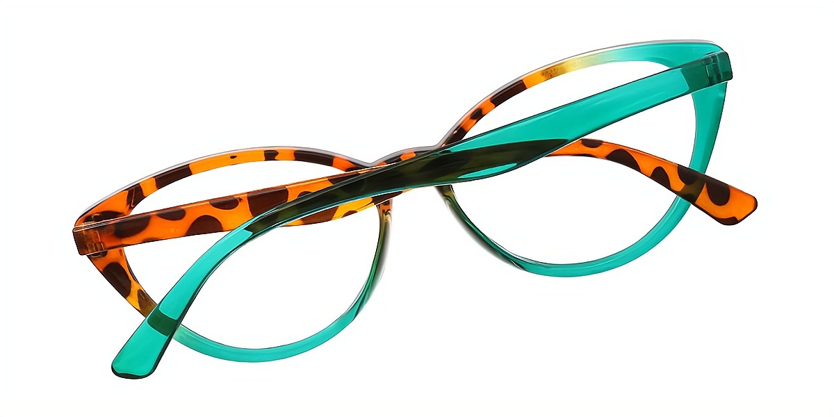 Green Cat Eye Wide Plastic Eyeglasses