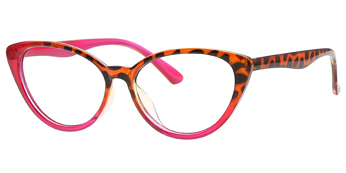 Red Cat Eye Wide Plastic Eyeglasses