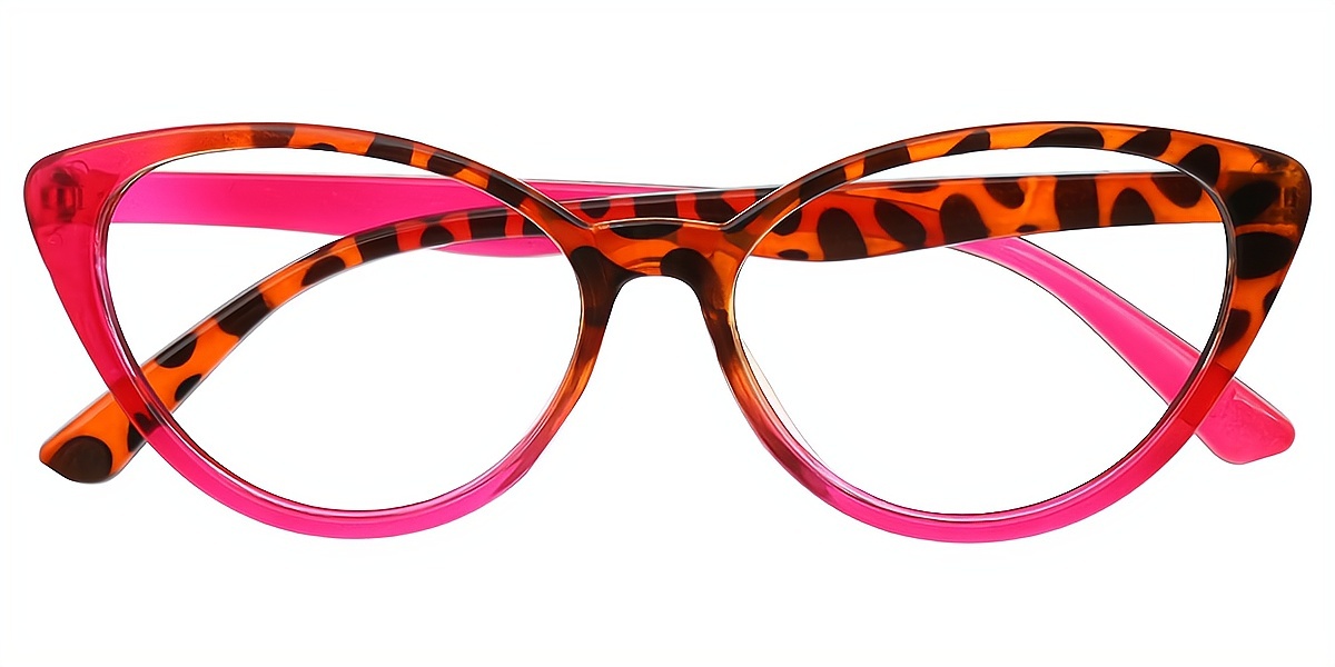 Red Cat Eye Wide Plastic Eyeglasses