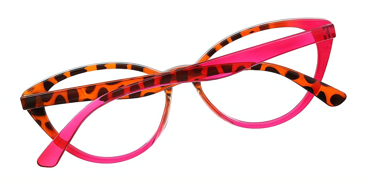 Red Cat Eye Wide Plastic Eyeglasses