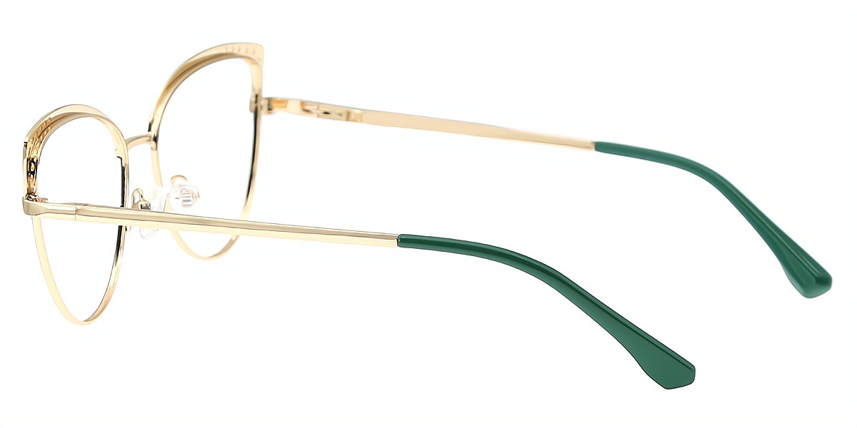 Green Cat Eye Elaborate Metal Eyeglasses