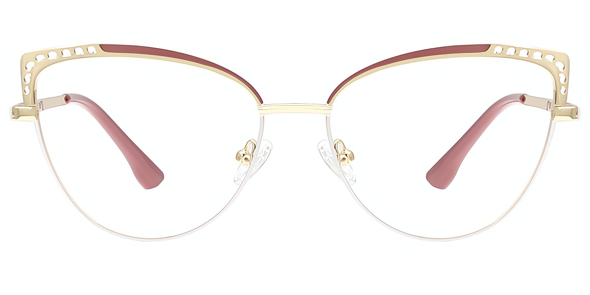 Pink Cat Eye Elaborate Metal Eyeglasses