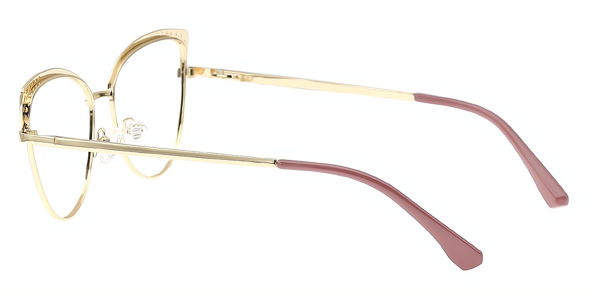 Pink Cat Eye Elaborate Metal Eyeglasses