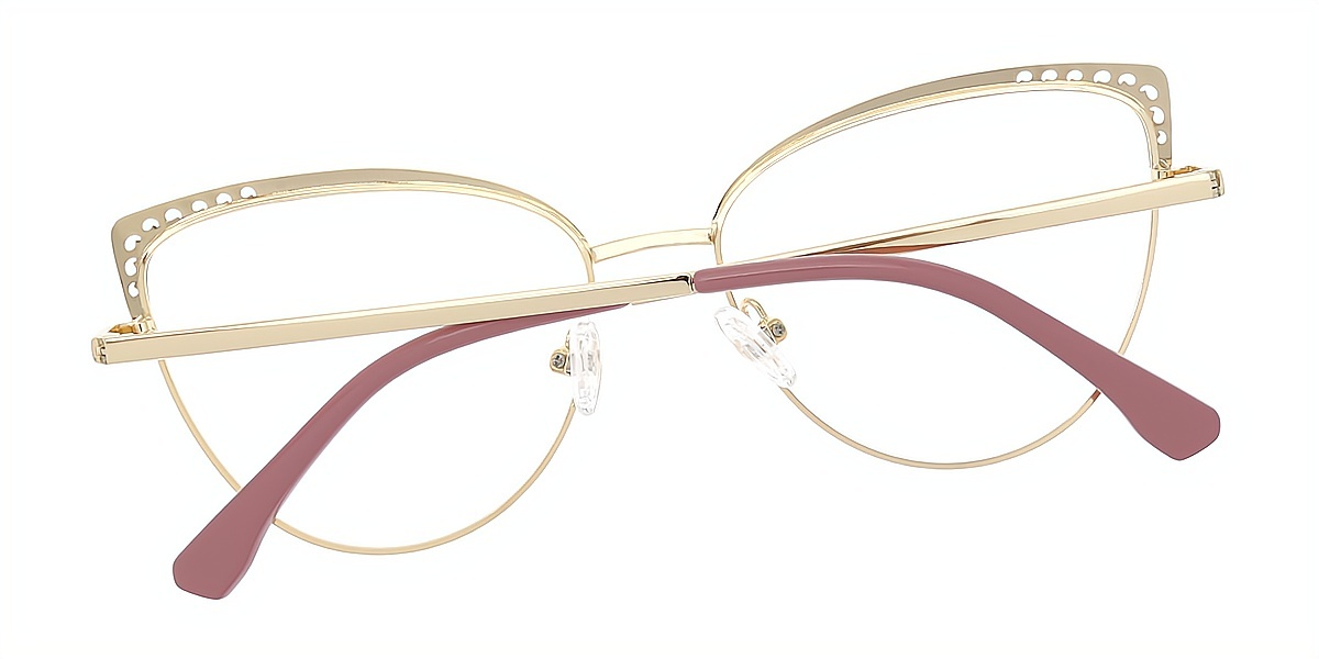 Pink Cat Eye Elaborate Metal Eyeglasses