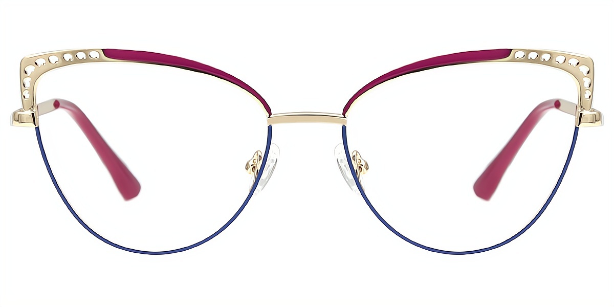 Red Cat Eye Elaborate Metal Eyeglasses