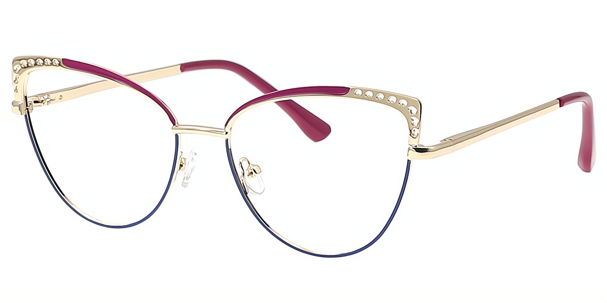 Red Cat Eye Elaborate Metal Eyeglasses