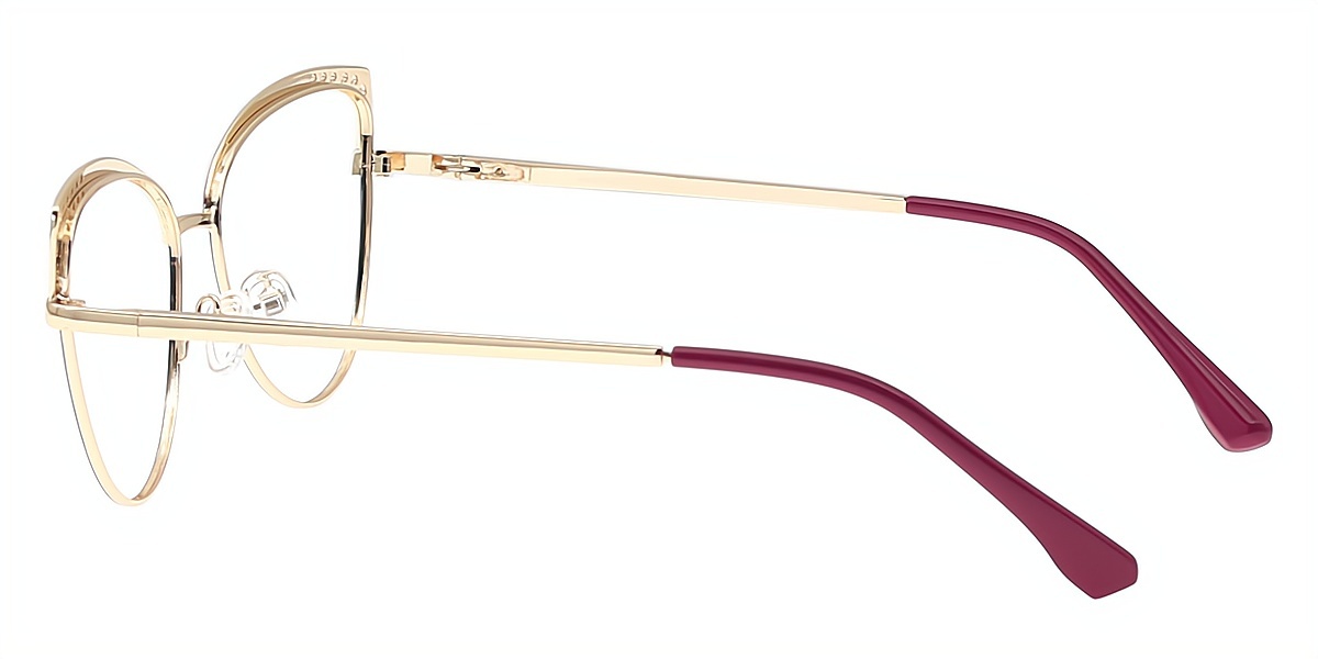 Red Cat Eye Elaborate Metal Eyeglasses