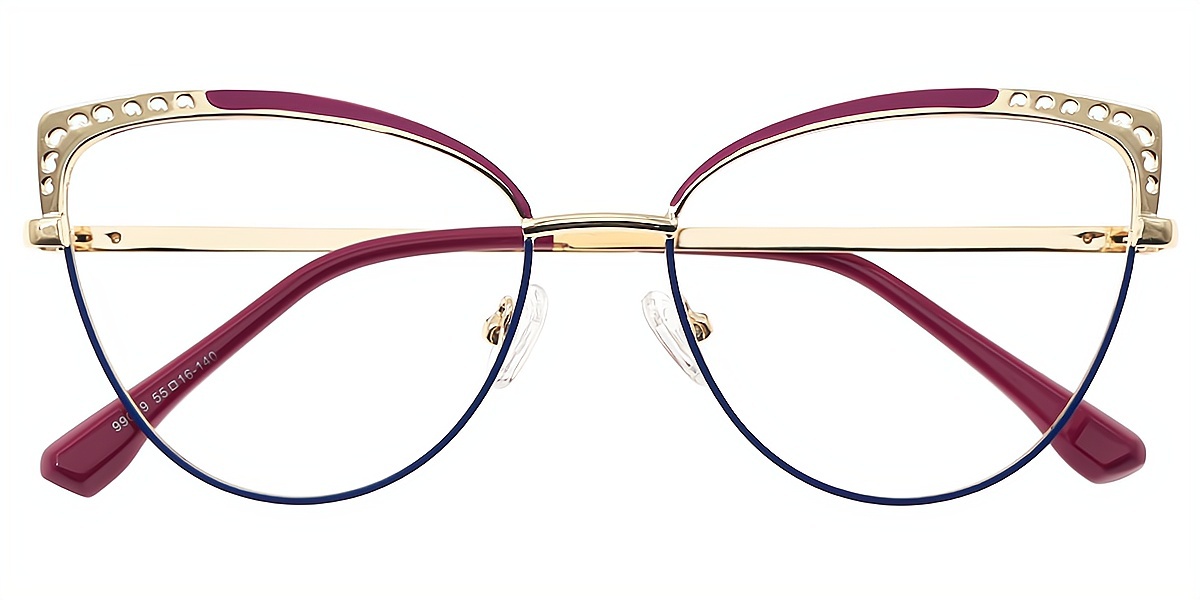 Red Cat Eye Elaborate Metal Eyeglasses