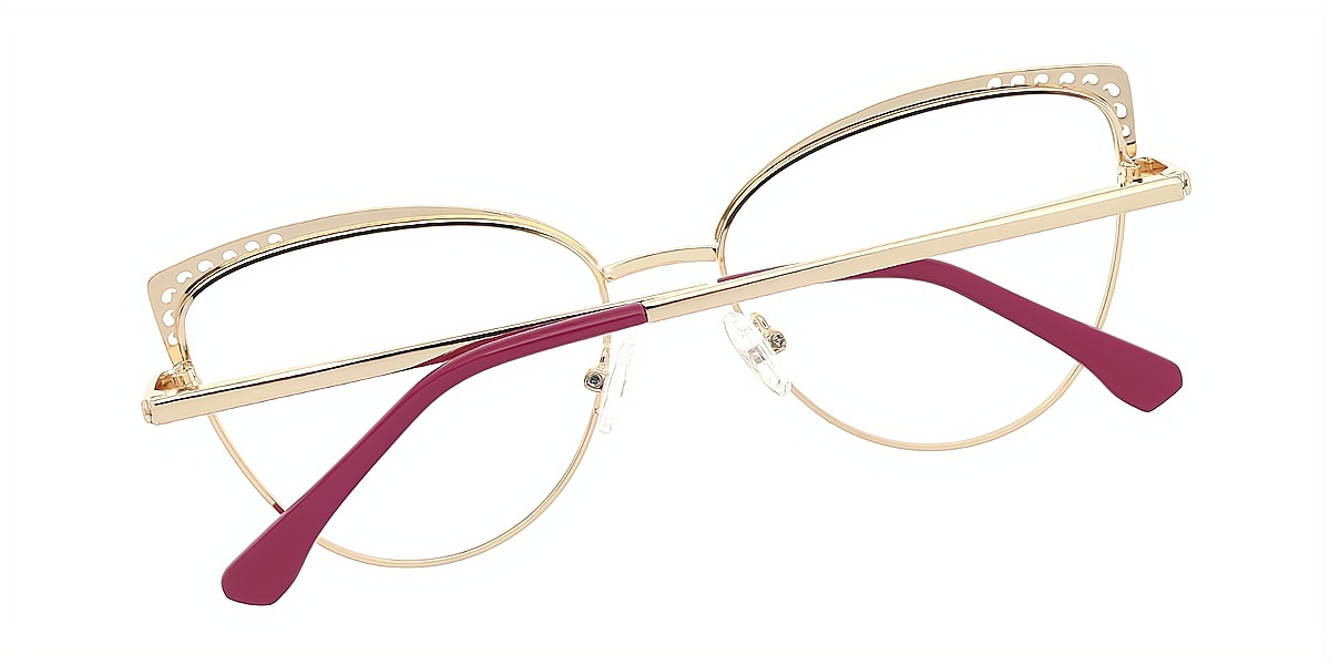 Red Cat Eye Elaborate Metal Eyeglasses