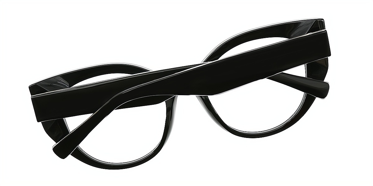 Black Cat Eye Ornate Acetate Eyeglasses