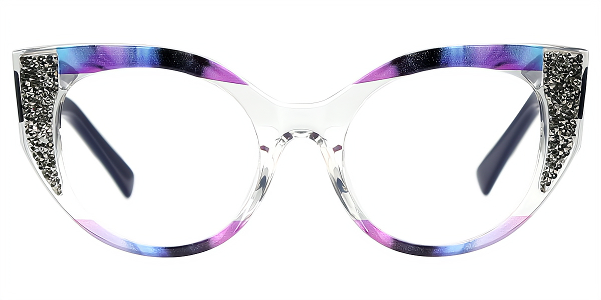 Multicolor Cat Eye Ornate Acetate Eyeglasses