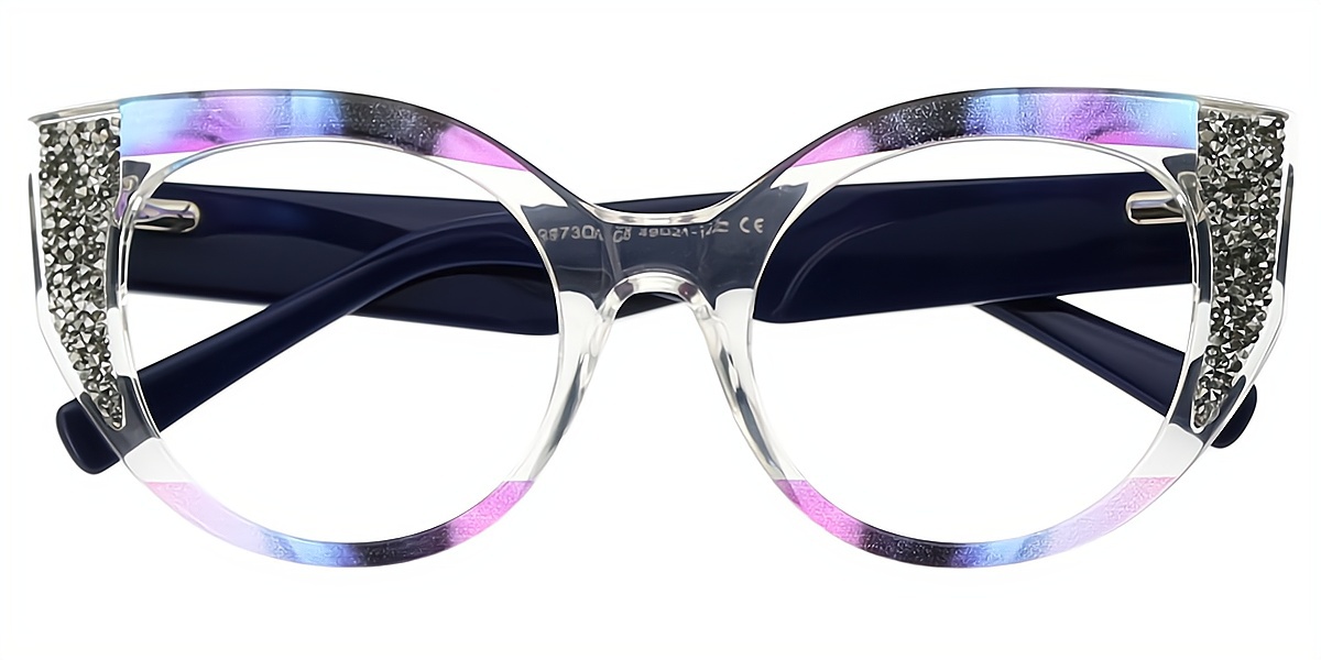 Multicolor Cat Eye Ornate Acetate Eyeglasses