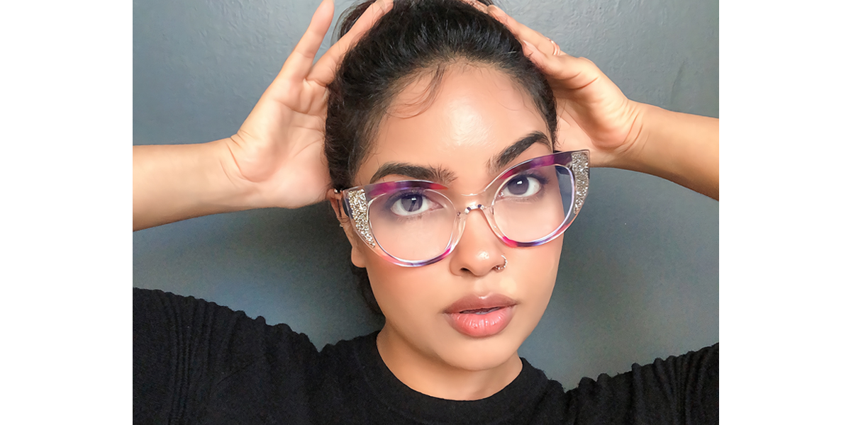 Multicolor Cat Eye Ornate Acetate Eyeglasses