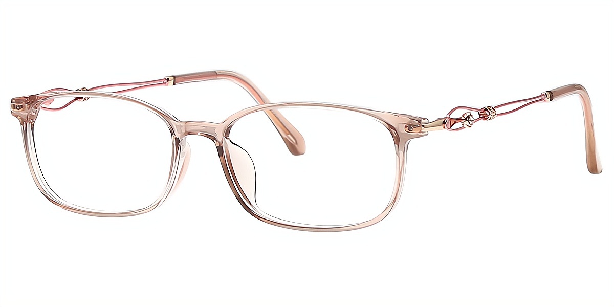 Brown Rectangle Sophisticated Mixed Materials Eyeglasses