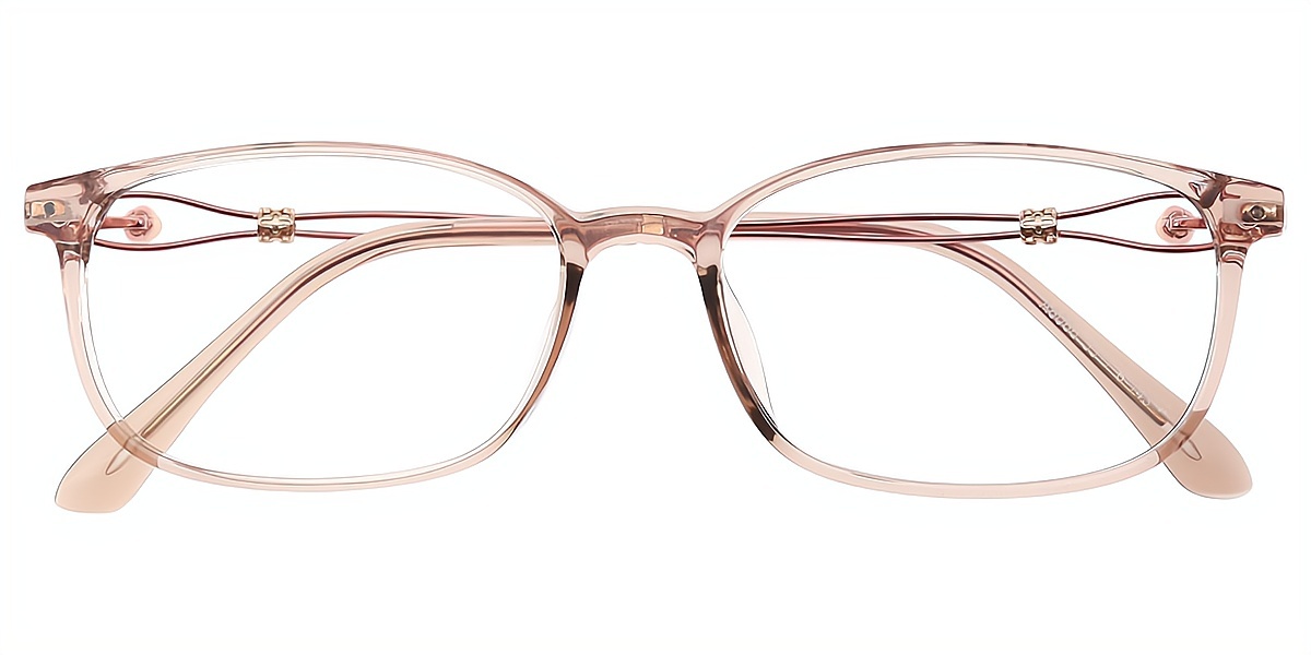 Brown Rectangle Sophisticated Mixed Materials Eyeglasses