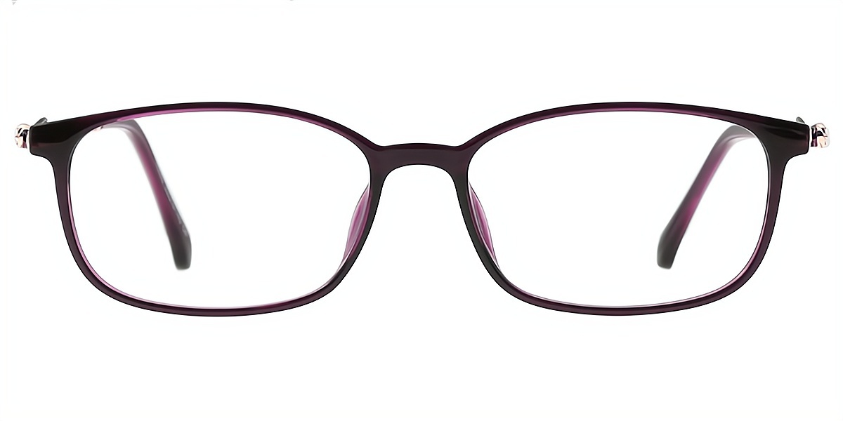 Purple Rectangle Sophisticated Mixed Materials Eyeglasses