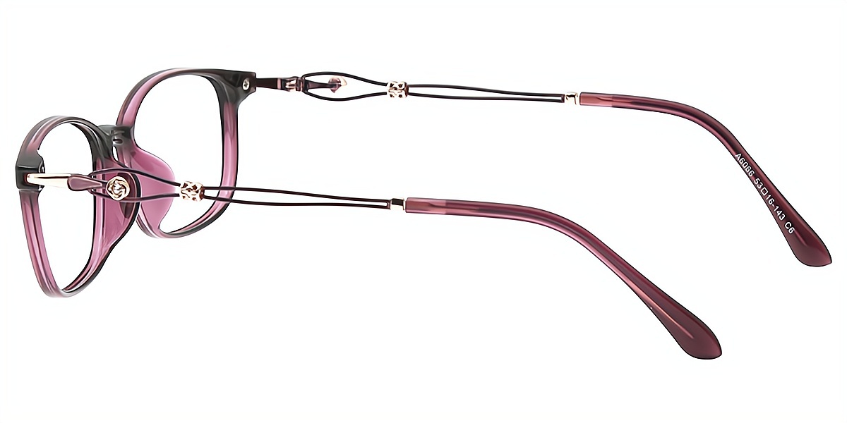 Purple Rectangle Sophisticated Mixed Materials Eyeglasses