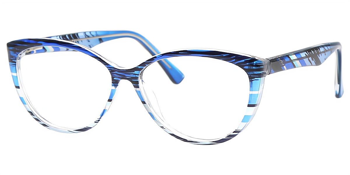 Blue Stripes Cat Eye Modish TR90 Eyeglasses