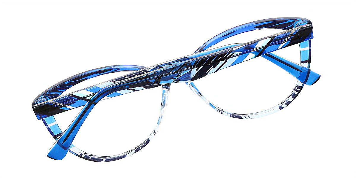 Blue Stripes Cat Eye Modish TR90 Eyeglasses