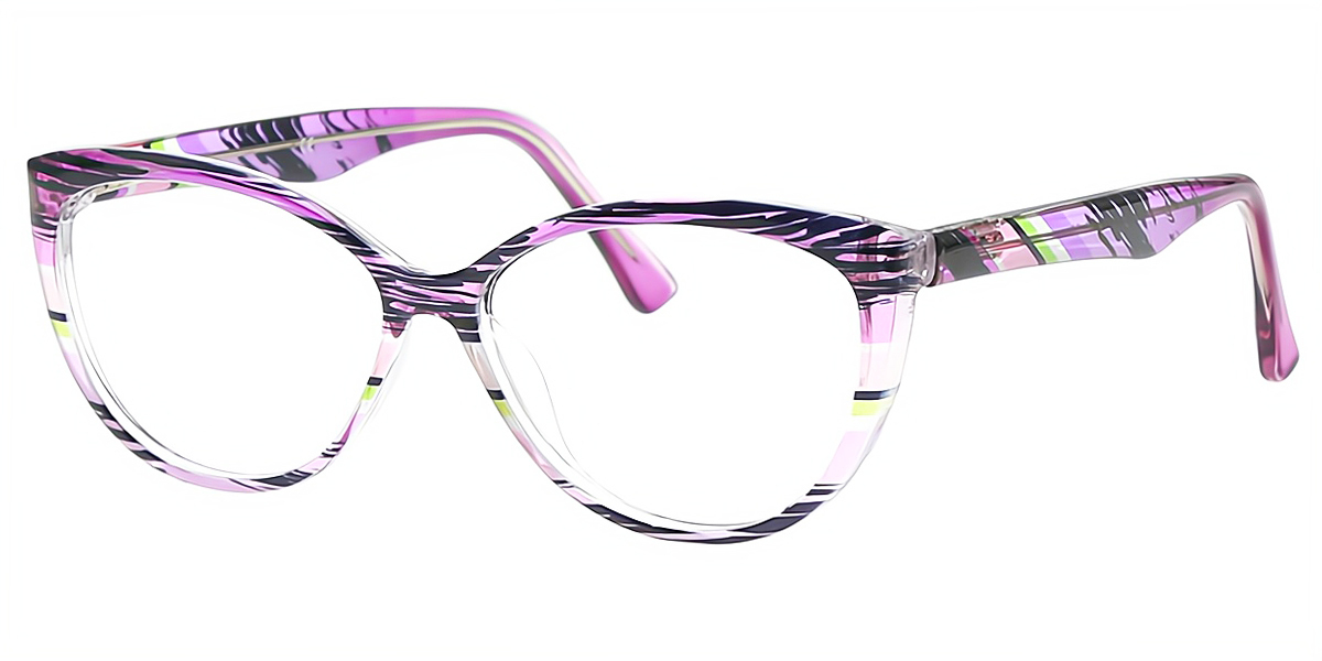 Purple Stripes Cat Eye Modish TR90 Eyeglasses