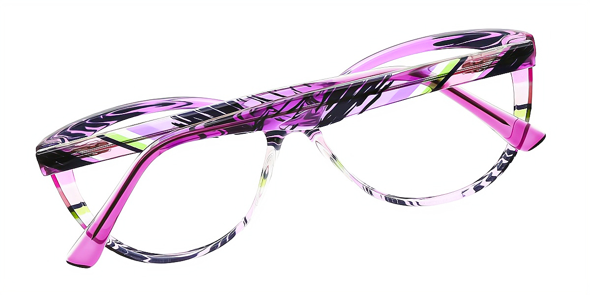 Purple Stripes Cat Eye Modish TR90 Eyeglasses