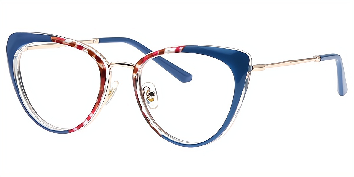 Blue Mix Cat Eye Modish TR90 Eyeglasses