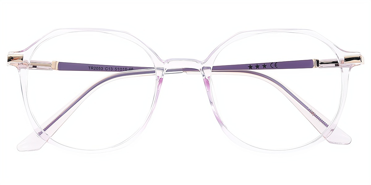 Light Purple Geometric Simple TR90 Eyeglasses