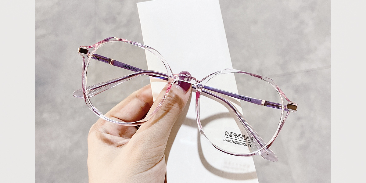 Light Purple Geometric Simple TR90 Eyeglasses